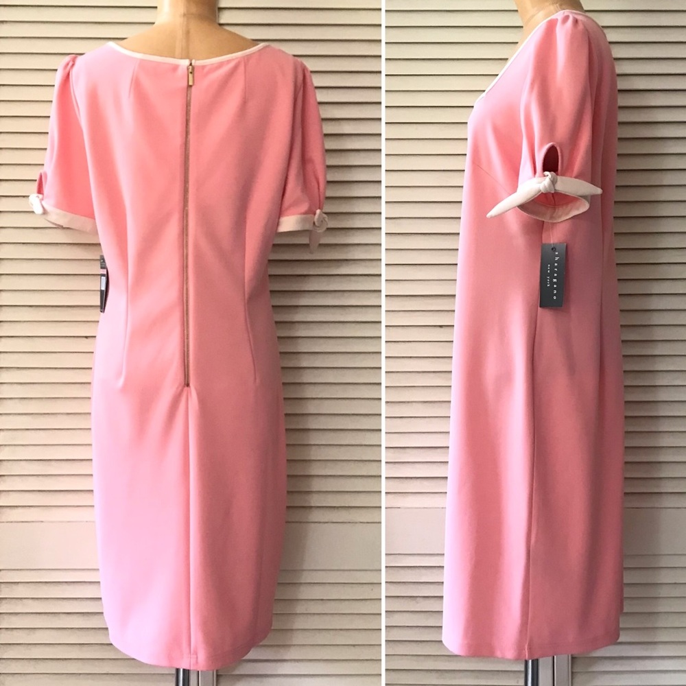 ๐ Sharagano New York Womens Dress size 10 Pale Pink Short Sleeve Shift NWT NEW - Picture 4 of 8